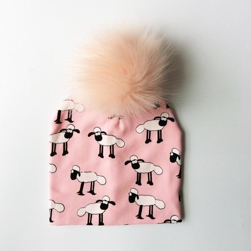 Luxury Cartoon Print Cotton Beanie Hat for Kids