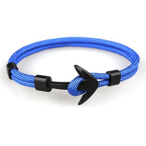 Pulsera de Paracord con Ancla Negra Elegante para Hombres