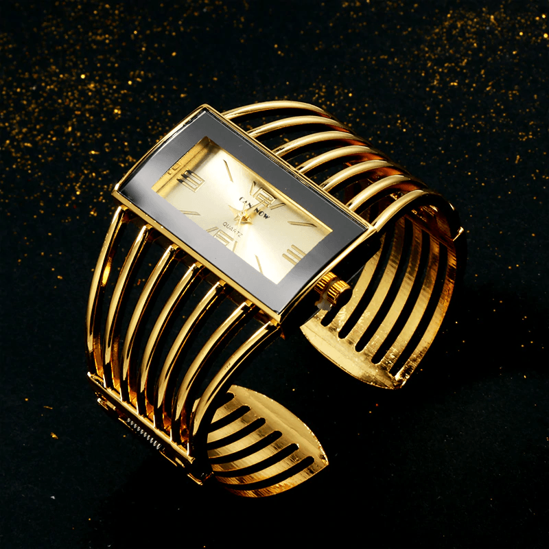 Montre Bracelet Bangle Femme en Or Rose Élégante