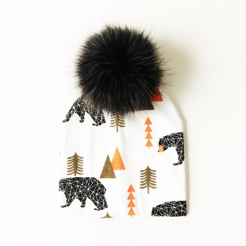 Luxury Cartoon Print Cotton Beanie Hat for Kids