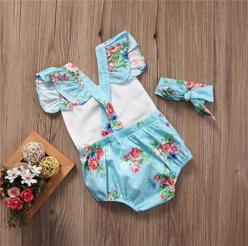 2-Piece Newborn Baby Sleeveless Cotton Rompers Set
