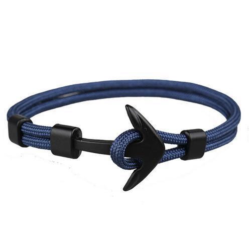 Pulsera de Paracord con Ancla Negra Elegante para Hombres