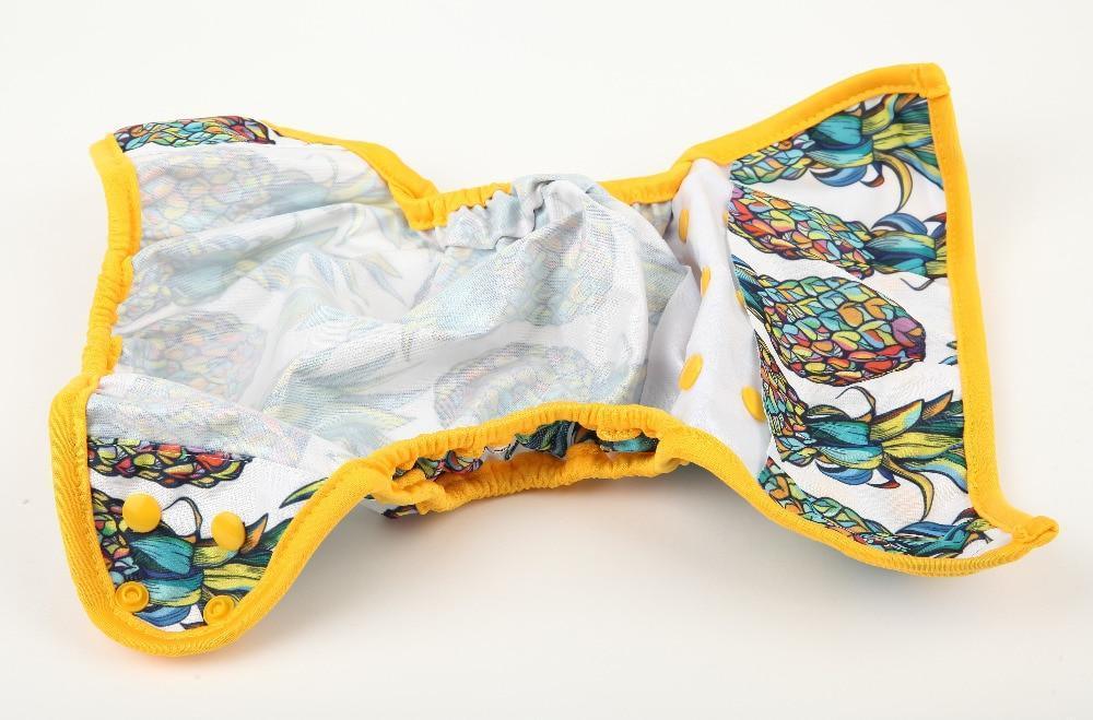 Couche en tissu pour bébé ajustable à taille unique avec double gousset