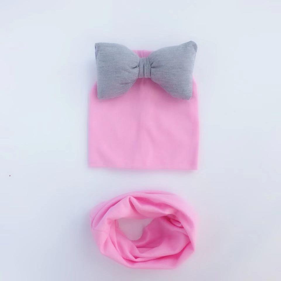 Chapeau en Coton Premium pour Bébé avec Nœud et Écharpe