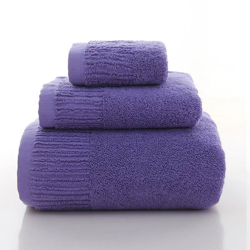 Cotton Thicken bath towel set hand towel face towel and bath towels for adults 10 colors  100% cotton - Korvel