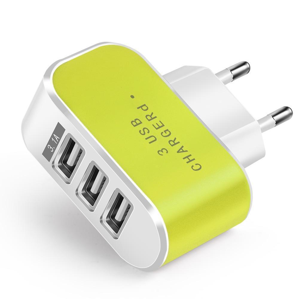 Triple USB Wall Charger - 5V 2A Power Adapter for Fast Charging Devices - Korvel