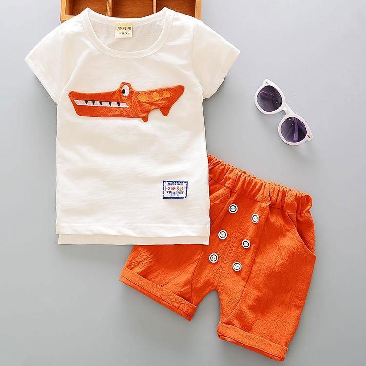 Ensemble T-Shirt en Coton Cartoon et Shorts pour Garçons Bébés