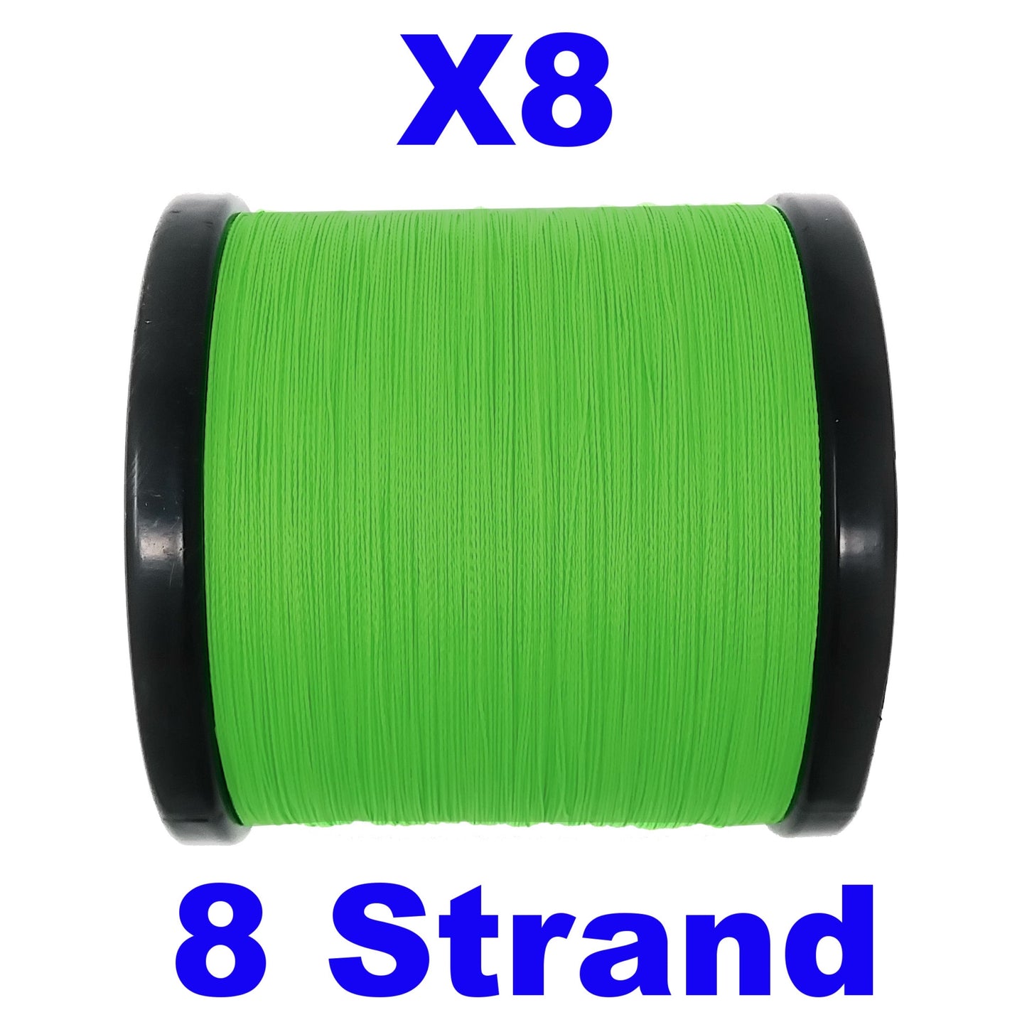 Línea de pesca trenzada Reaction Tackle X8 - Verde de alta visibilidad, 8 hebras
