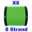 Ligne de pêche tressée verte haute visibilité Reaction Tackle X8 - 8 brins