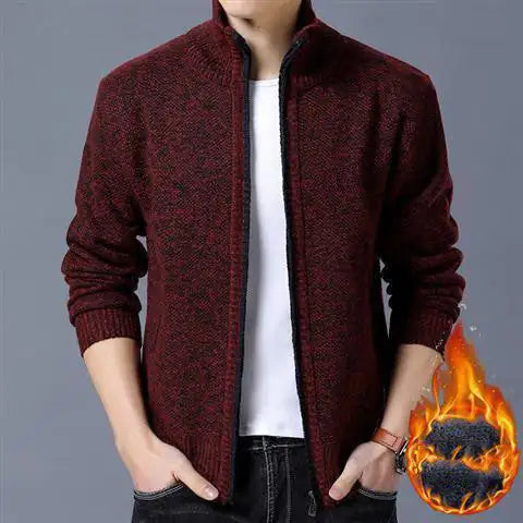 Abrigo de Suéter de Terciopelo para Hombre de Invierno Premium