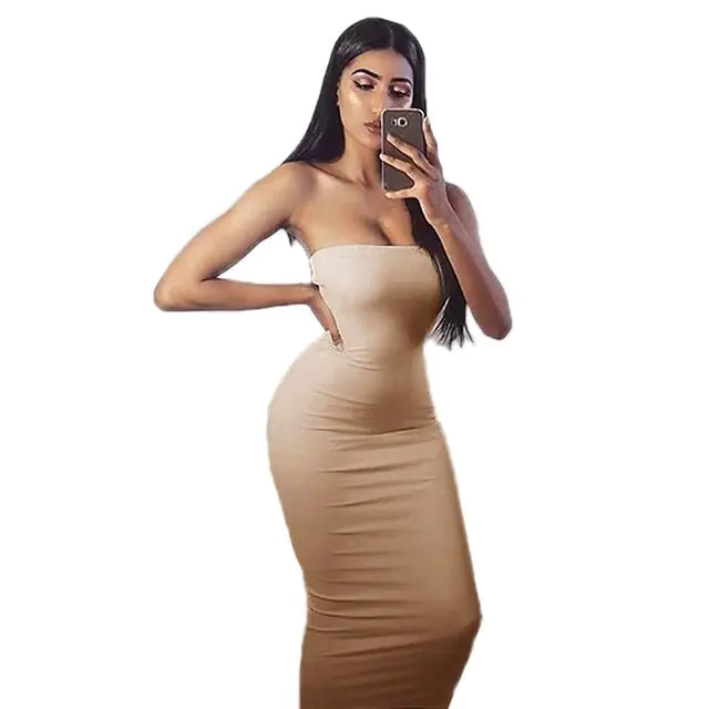 Vestido Largo Elegante Sin Tirantes para Ocasiones Especiales