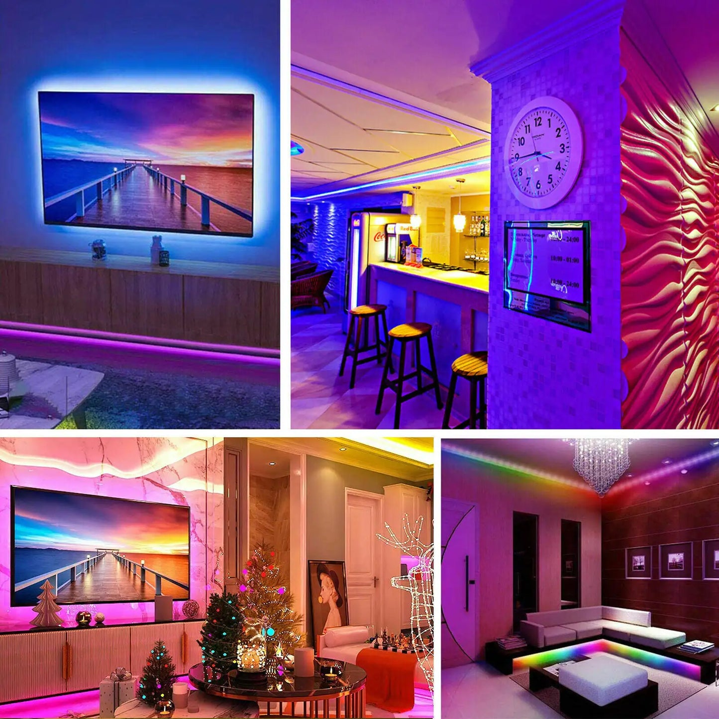 Rubans LED RGB flexibles de 32 pieds avec télécommande