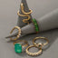 Exquisite Vintage Ring Set with Green Rhinestones