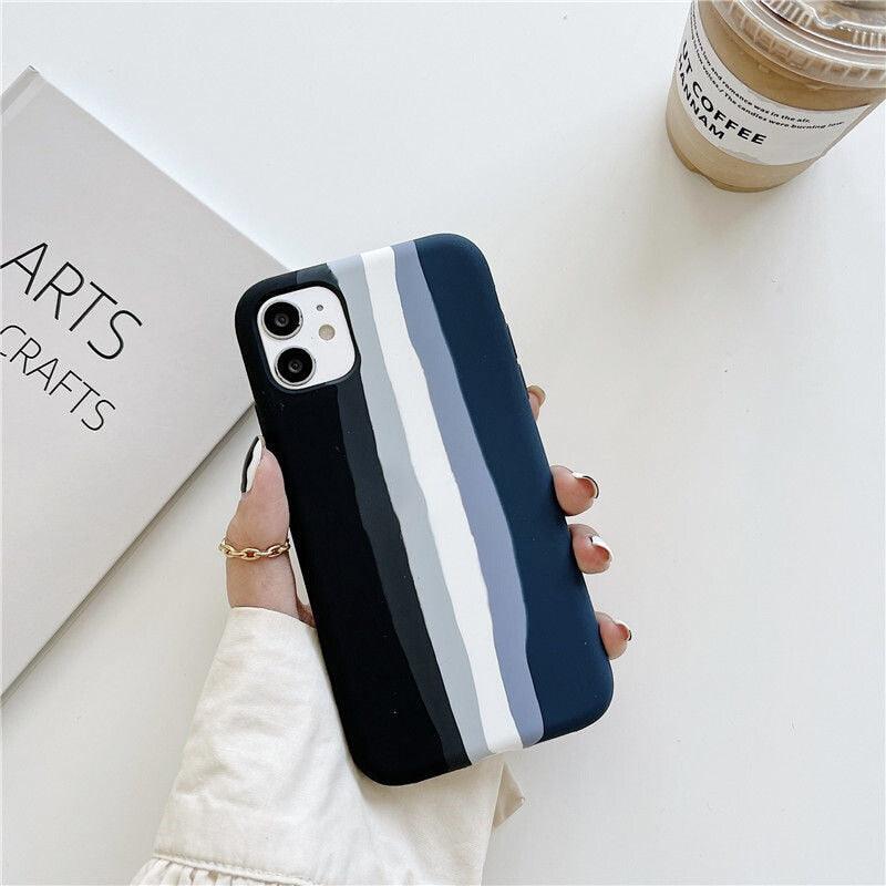 Funda de Silicona Arcoíris de Lujo para iPhone - Protección Premium