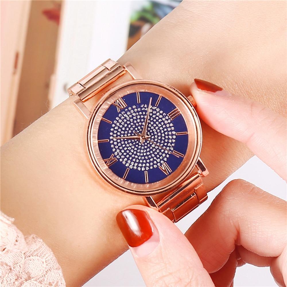 Montre de Luxe Femme en Or Rose STEVVEX avec Accents en Diamant