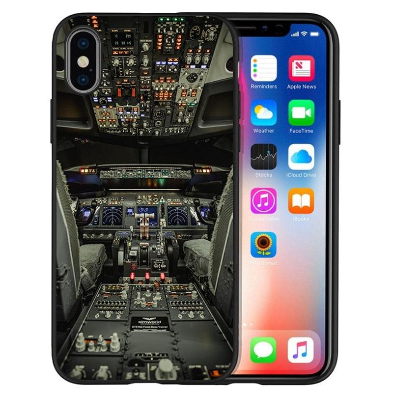 Funda de Silicona Negra para Teléfono de Cockpit de Aeronave para iPhone