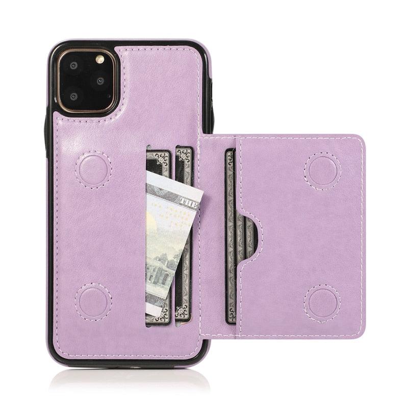 Premium Leather Wallet Case for iPhone 11 Pro Max, XS Max, XR, X, 8, 7, 6S, 6Plus, 5, 5S - Shockproof with Card Holder - Korvel