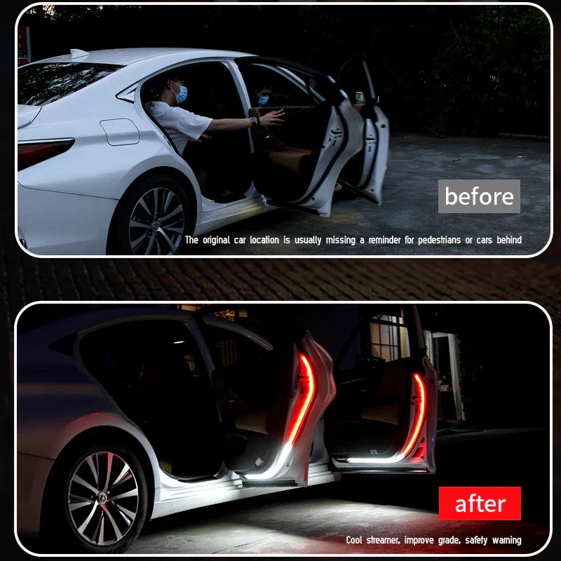 Led Car Door Warning Lights 120cm Anti-collision Strobe Flashing Safety Lamp Streamer Decorative Atmosphere Ambient Light 12V - Korvel