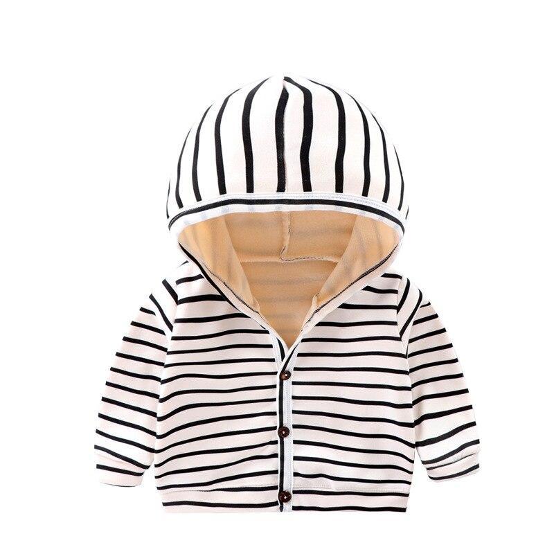 Stylish Striped Baby Cardigan with Velvet Lining
