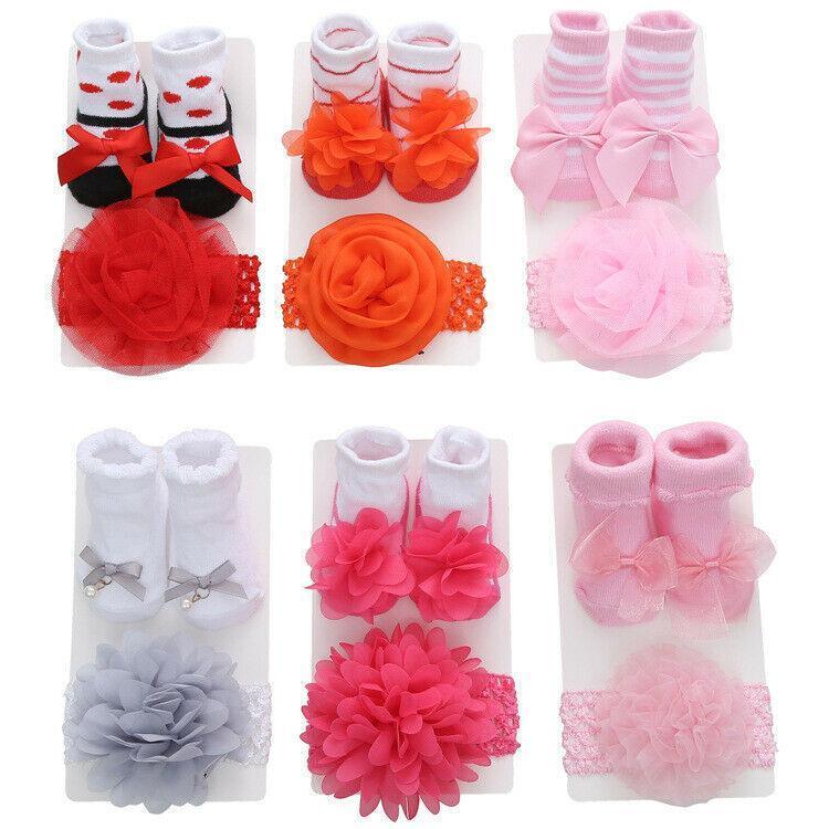 Adorable Princess Bow Baby Socks & Hairband Set - Cozy & Stylish for Girls - Korvel