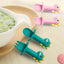 Soft Silicone Baby Feeding Spoon and Fork Set - Cartoon Dinosaur