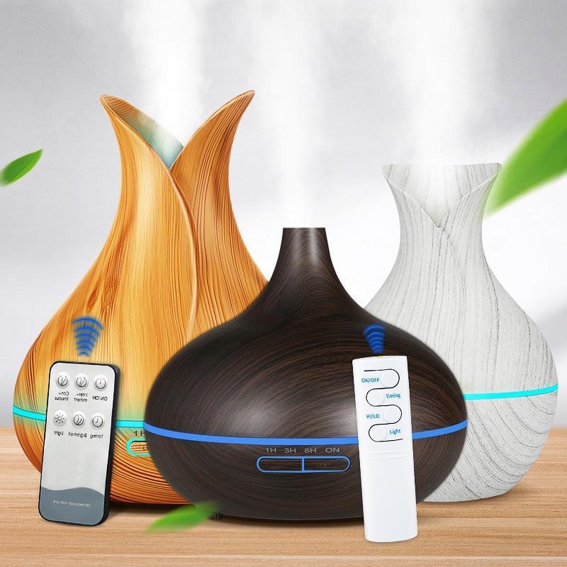 Humidificador de Aire Aroma de 550ml y Difusor de Aceites Esenciales - Grano de Madera