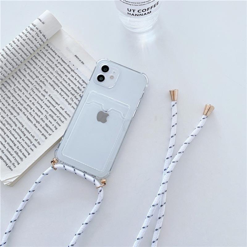 Transparent Crossbody Wallet Case for iPhone