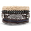 Vintage Black Bead Leather Bracelet for Men and Women
