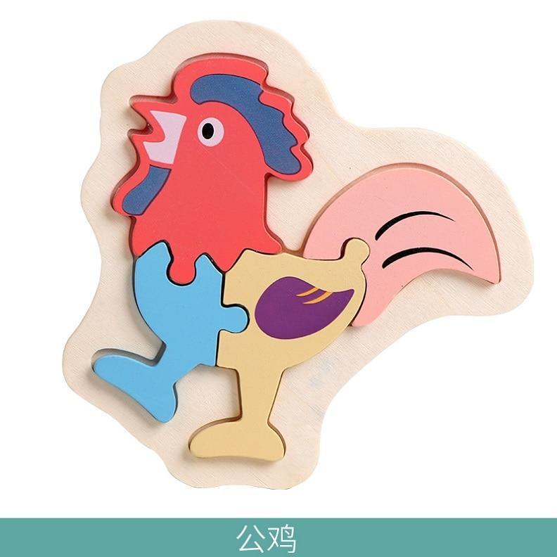 Rompecabezas de Madera Colorido de Animales para Niños Pequeños - Diversión Educativa