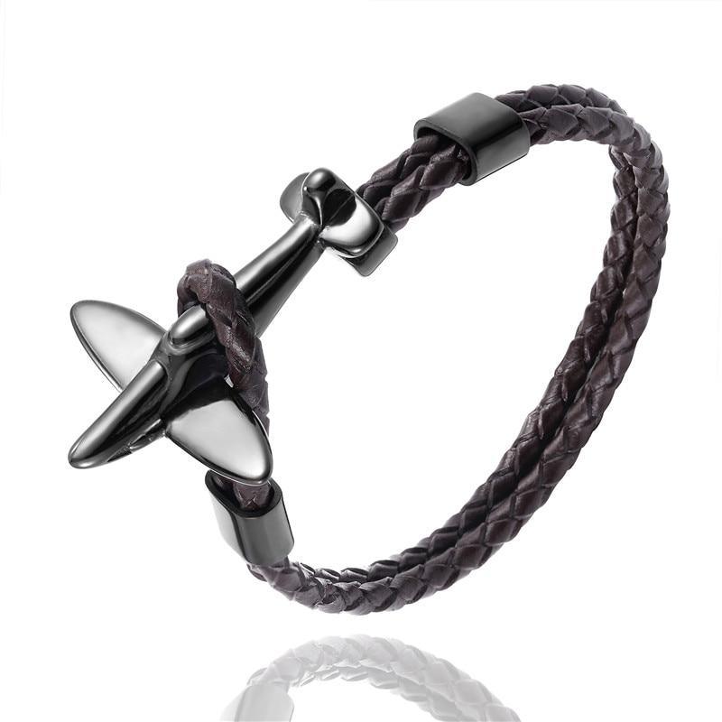 Pulsera de Ancla de Aviación de Acero Inoxidable Dorado para Hombres y Mujeres