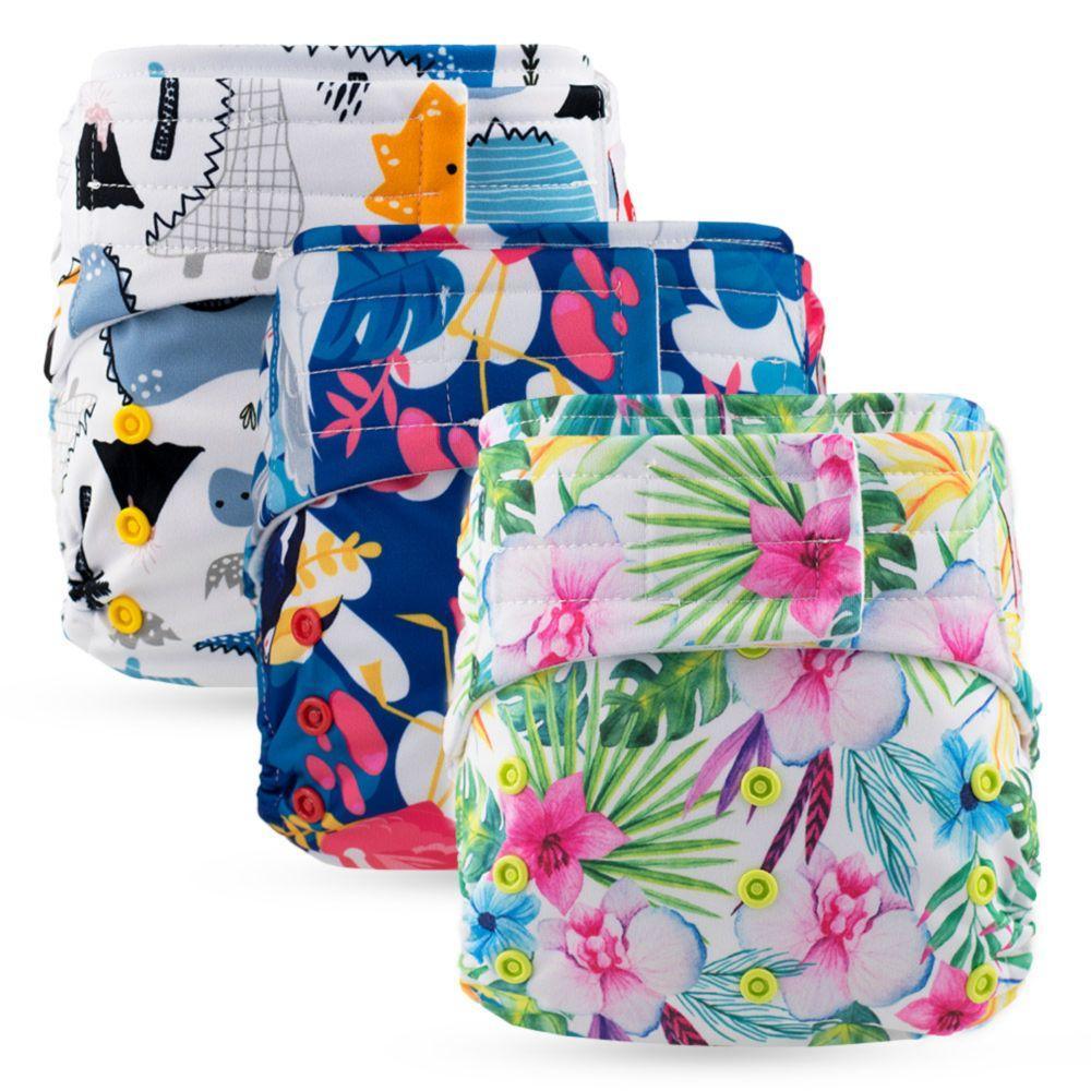 Pañal de bolsillo con ganchos y lazos - Pañal de tela lavable e impermeable