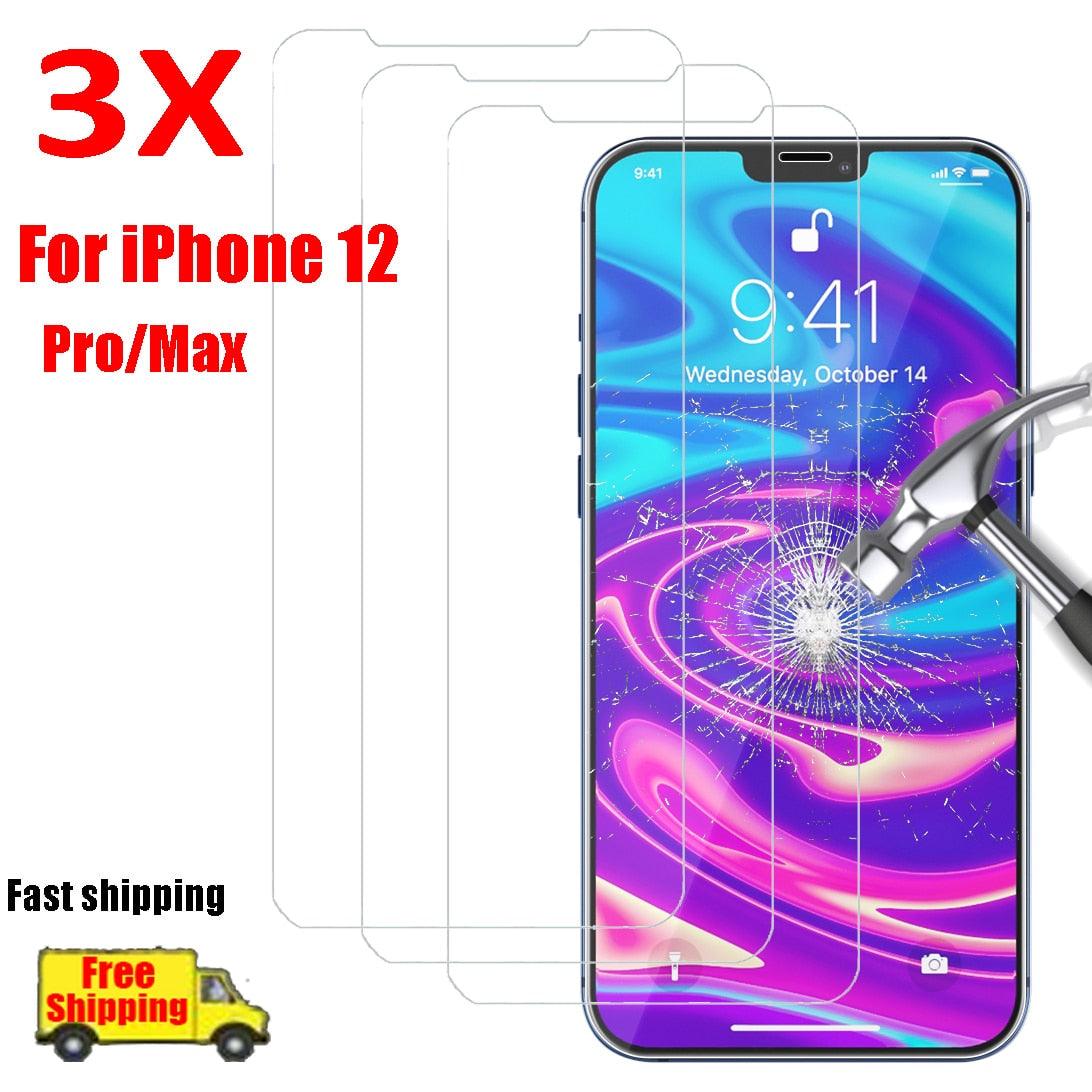 Protector de Pantalla de Vidrio Templado de 3 Paquetes para iPhone 12 y Más