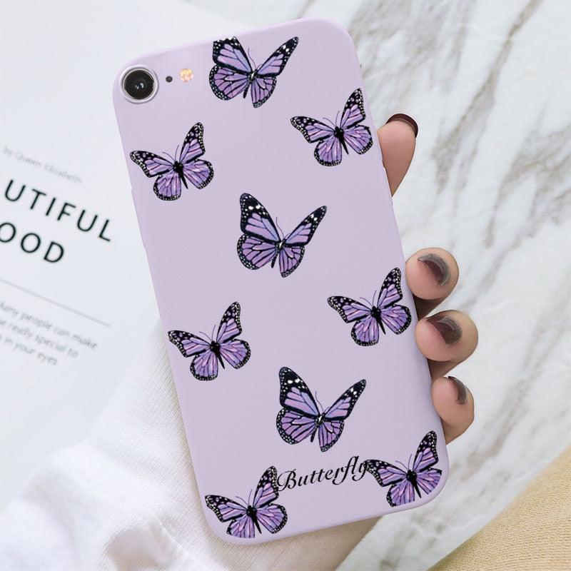 Coque de téléphone mobile tendance avec motif papillon pour iPhone 7/8/SE