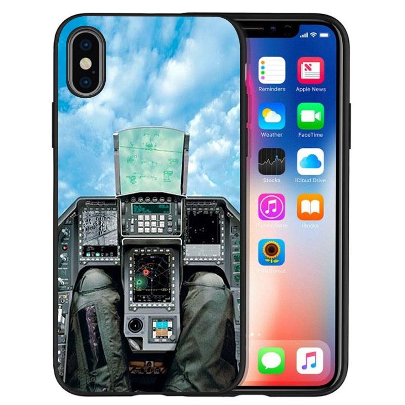 Funda de Silicona Negra para Teléfono de Cockpit de Aeronave para iPhone