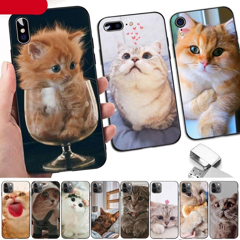 Cute Cat Black Phone Case for iPhone - Slim Fit Silicone Cover
