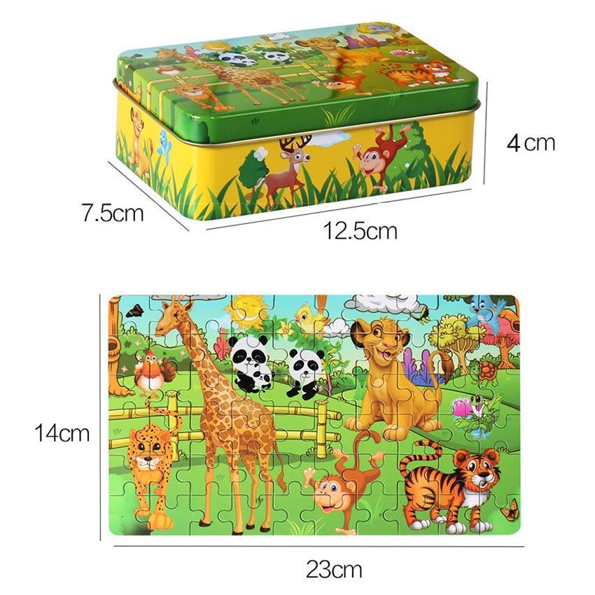 60-Piece Cartoon Animal Wooden Puzzle for Kids - Educational Fun Toy - Korvel
