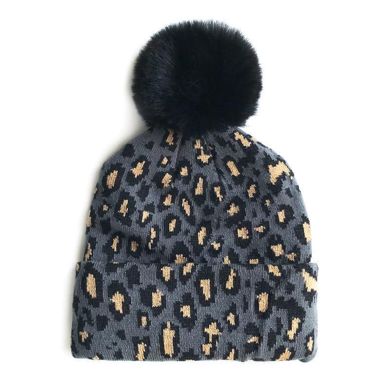 Elegant Leopard Design Winter Hats for Mothers and Children