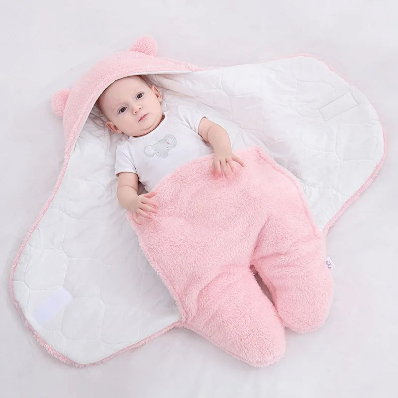 Baby Sleeping Bag Ultra-Soft Fluffy Fleece Newborn Receiving Blanket Infant Boys Girls ClothesSleeping Nursery Wrap Swaddle - Korvel