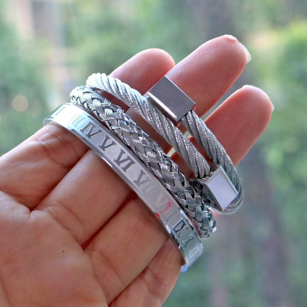 Luxury Modern Roman Style Stainless Steel Bracelet for Men