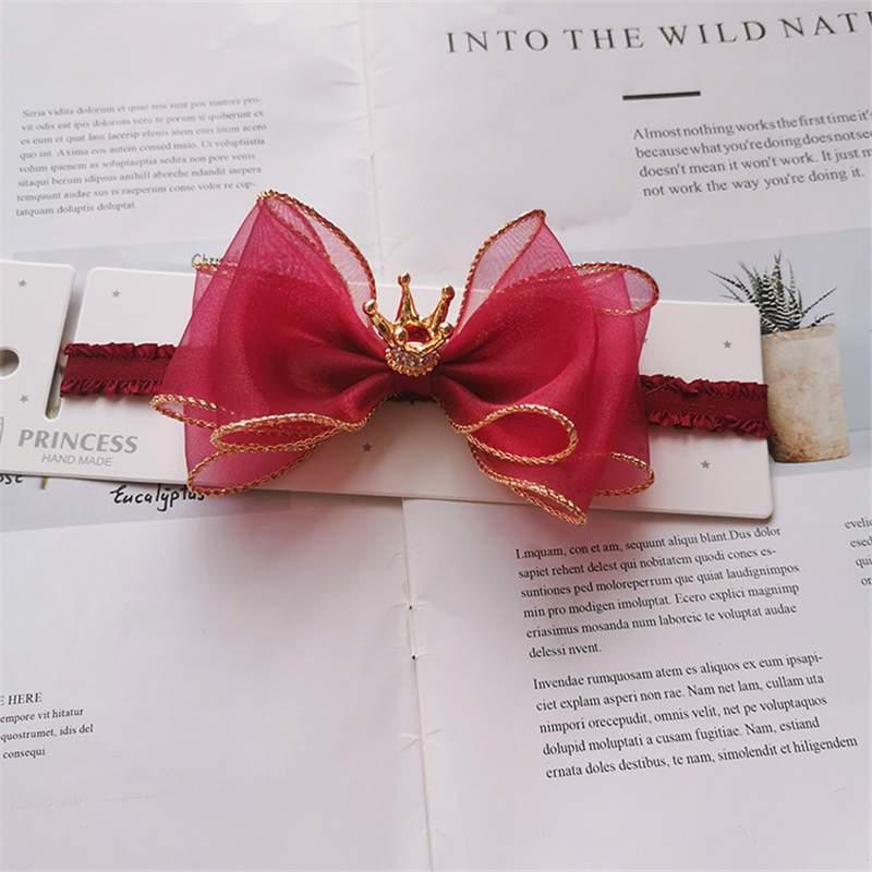 Luxury Pearl Handmade Bowknot Crown Headband for Baby Girls