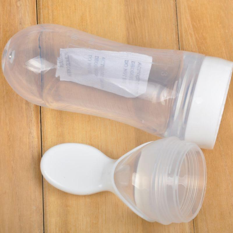 Botella de Alimentación de Silicona para Bebés con Cuchara - 90ml