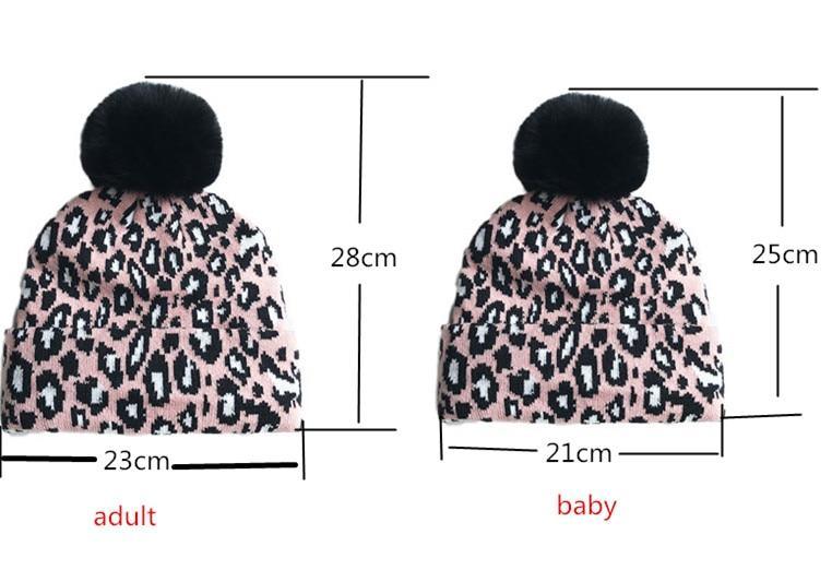 Elegant Leopard Design Winter Hats for Mothers and Children