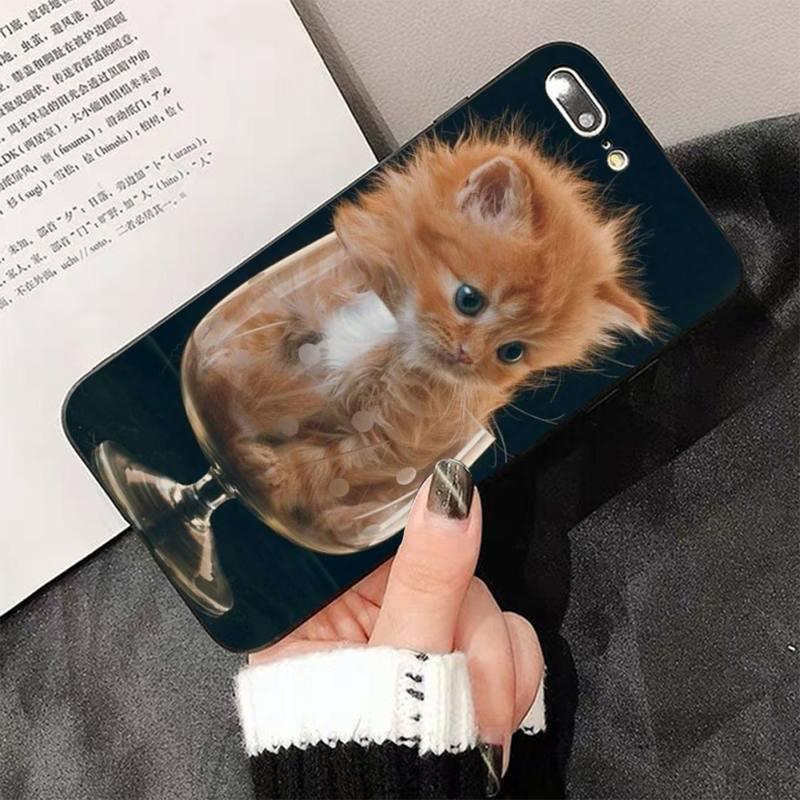 Cute Cat Black Phone Case for iPhone - Slim Fit Silicone Cover