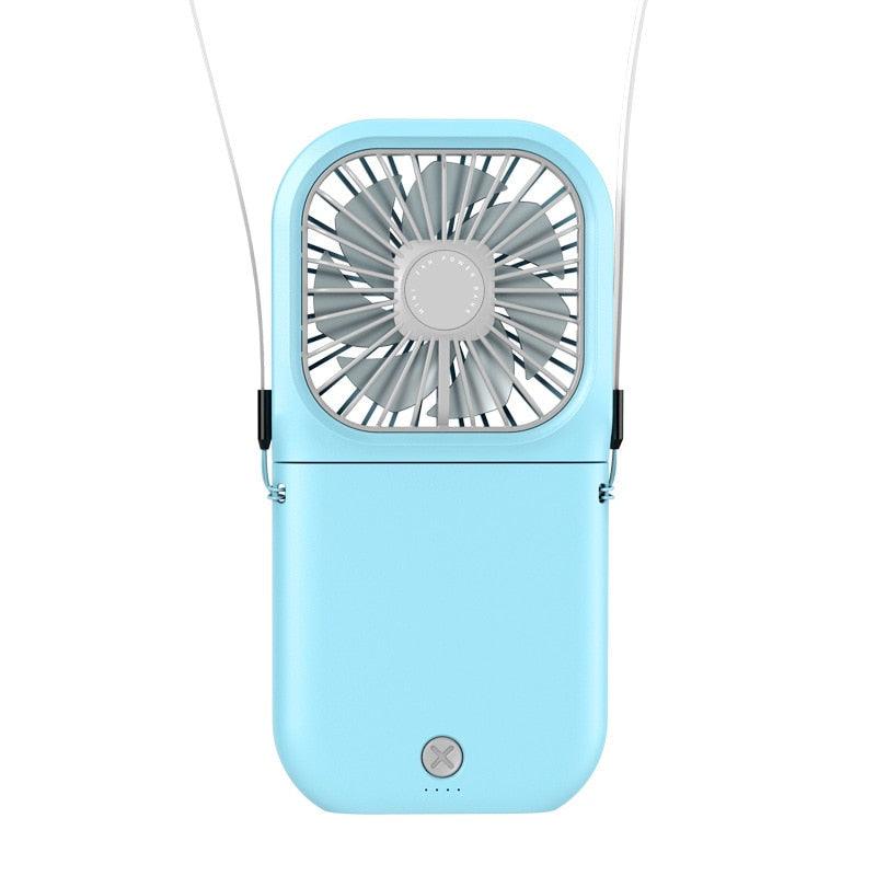 Portable Neck Fan with 3000mAh Power Bank - Mini USB Rechargeable
