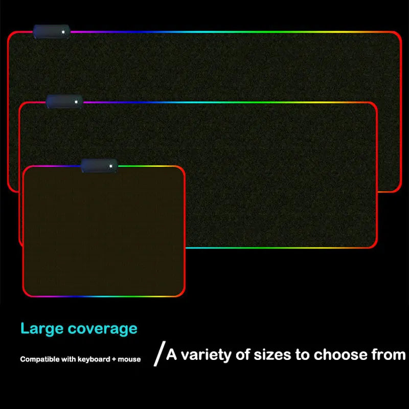 LED Light Gaming Mouse Pad RGB Large Keyboard Cover Non-Slip Rubber Base Computer Carpet Desk Mat PC Game Mouse Pad - Korvel