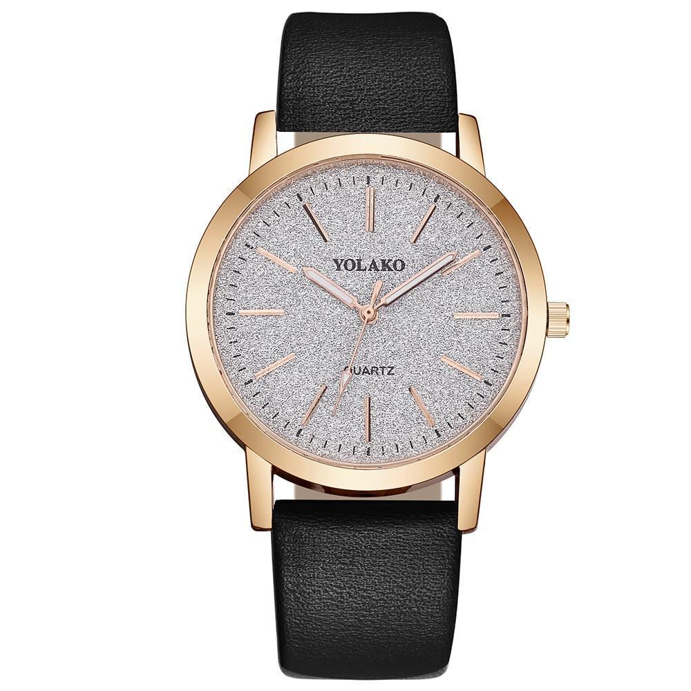 Montre à quartz de luxe pour femmes avec bracelet en cuir