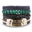 Vintage Black Bead Leather Bracelet for Men and Women