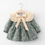 Vestido de Manga Larga con Cuello de Lazo para Niñas Pequeñas de Otoño