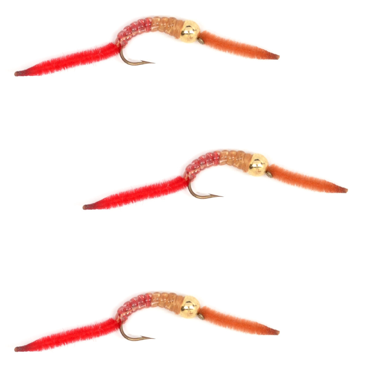 3 Pack San Juan Bead Head Power Worms - Dual Color V-Rib for Trout Fishing - Korvel