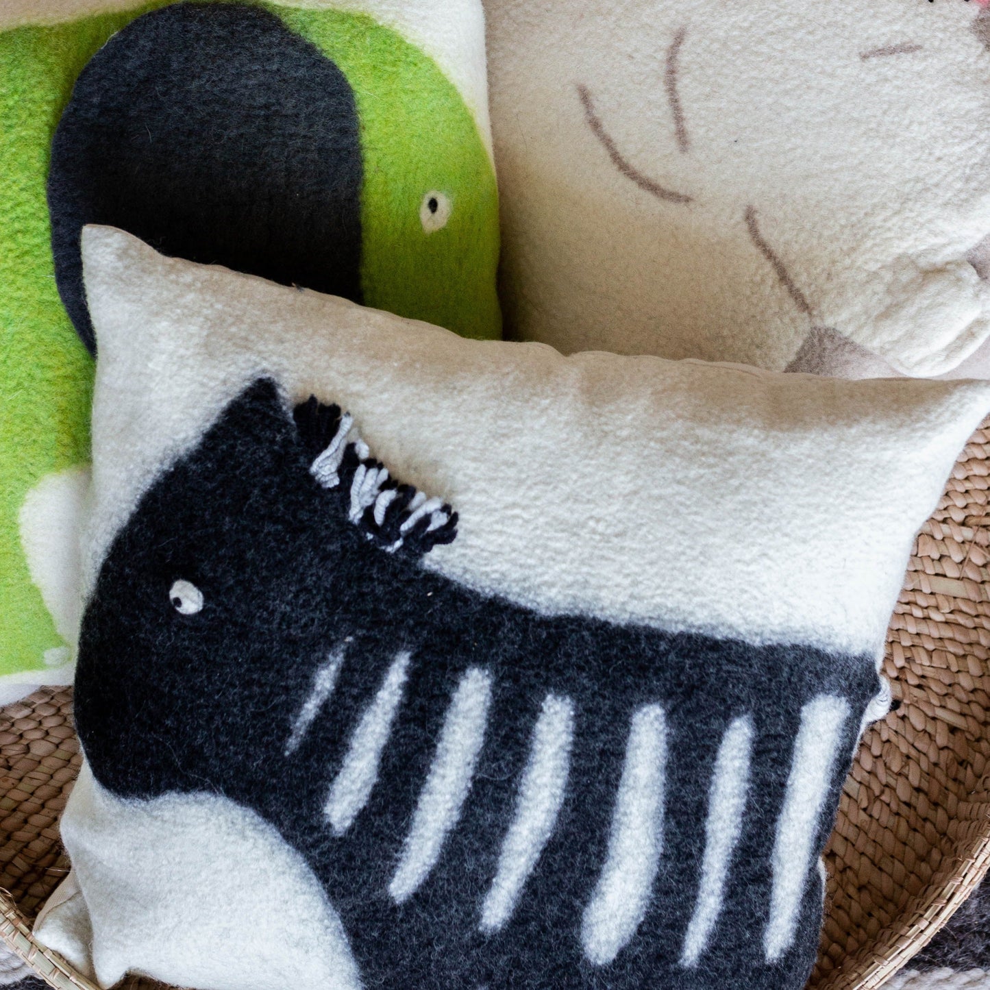 Coussin en Laine Feutrée Zebra